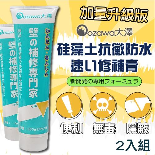 【OZAWA 大澤】新研發升級加量珪藻土牆面修補膏(300g±10%/入) x2入