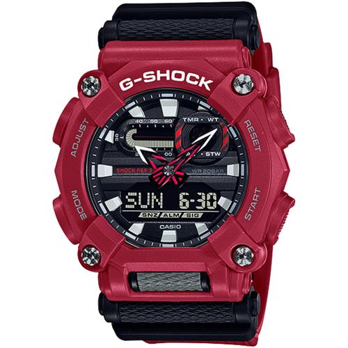 CASIO卡西歐G-SHOCK潮流工業風雙顯計時手錶-紅GA-900-4A