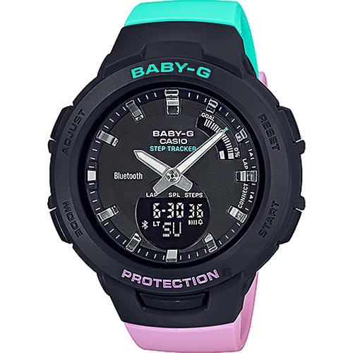 CASIO卡西歐BABY-G運動系藍芽輕量化計步手表-葡萄紫BSA-B100MT-1A