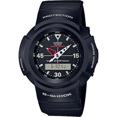 CASIO 卡西歐 G-SHOCK 復刻 ONETONE 雙顯計時手錶-黑 AW-500E-1E