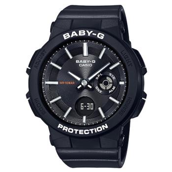 【CASIO 卡西歐】BABY G 酷炫雙顯女錶 橡膠錶帶 黑色 防水100米(BGA-255-1A)