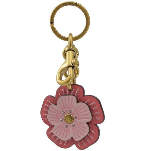 COACH 89407 花朵皮革造型吊飾/鑰匙圈.粉