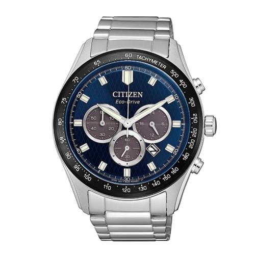 CITIZEN星辰 亞洲限定 光動能 菱藍時尚三眼計時腕錶 CA4454-89L