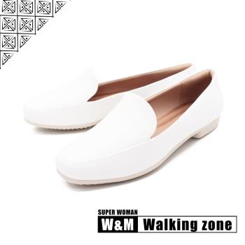 WALKING ZONE SUPER WOMAN系列 百搭方頭平底樂福鞋 女鞋 - 白(另有卡其.黑)