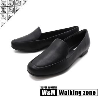 WALKING ZONE SUPER WOMAN系列 百搭方頭平底樂福鞋 女鞋 - 黑(另有卡其.白)
