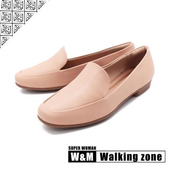 WALKING ZONE SUPER WOMAN系列 百搭方頭平底樂福鞋 女鞋 - 卡其(另有白.黑)