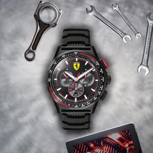 ScuderiaFerrari法拉利Pilota全球限量瑞士石英計時手錶FA0830738