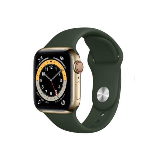 Apple Watch Series 6 LTE 不鏽鋼金 44mm 綠運動 M09F3TA/A