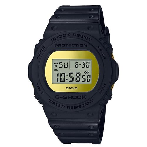 【CASIO 卡西歐】G-SHOCK 復刻經典電子男錶 樹脂錶帶 金色錶面 防水200米(DW-5700BBMB-1D)