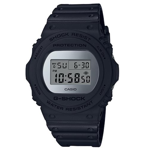 【CASIO 卡西歐】G-SHOCK 樹脂錶帶 復刻經典電子男錶 銀色錶面 防水200(DW-5700BBMA-1D)