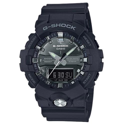 【CASIO 卡西歐】G-SHOCK 炫目雙顯男錶 樹脂錶帶 銀色錶面 防水200米(GA-810MMA-1A)