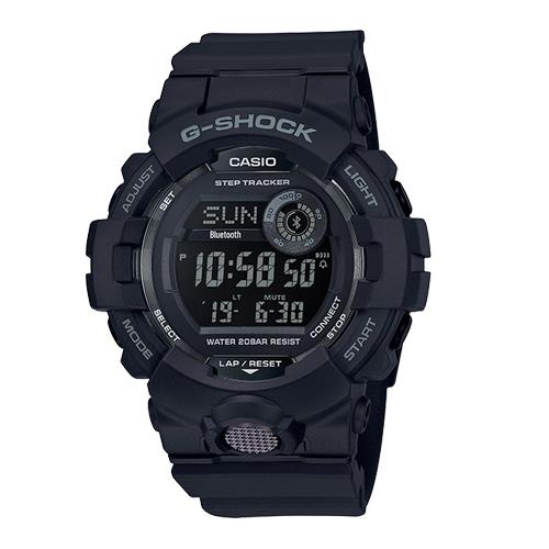 【CASIO 卡西歐】G-SHOCK 運動藍牙雙顯錶 樹脂錶帶 霧面黑 防水200米(GBD-800-1B)