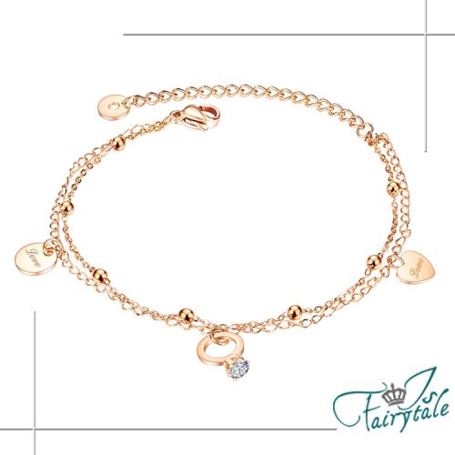 【伊飾童話】約定的戒＊鈦鋼水鑽雙層玫瑰金細手鍊