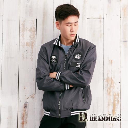 【Dreamming】街頭龐克徽章防風飛行夾克外套(深灰)