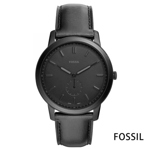 FOSSIL 紳士風尚真皮手錶(FS5447)-黑/44mm