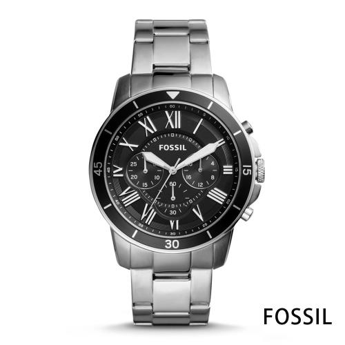 FOSSIL 紳士男款 羅馬風格 鋼帶男錶(FS5236)-黑/42mm