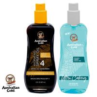 Australian Gold金色澳洲【助曬保養組】防護胡蘿蔔助曬油SPF4 沁涼蘆薈曬傷急救凝膠