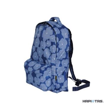 Traveler Station-HAPI+TAS 可手提摺疊後背包 -392深藍塗鴉花朵