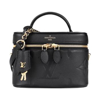 Louis Vuitton 經典VANITY 系列Reverse帆布皮革飾邊鏈帶手提/斜背包(黑)