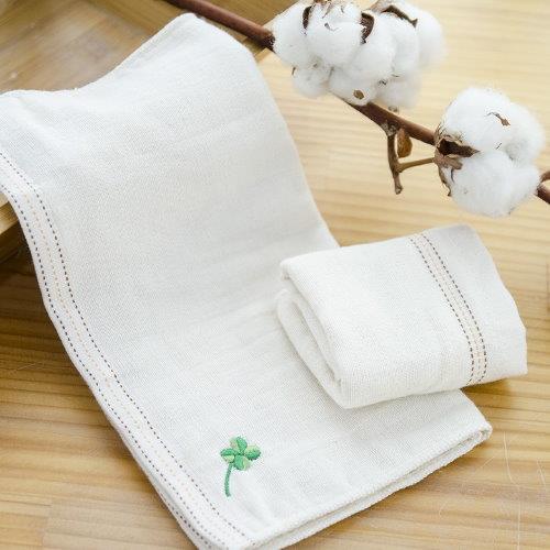 【台灣興隆毛巾】有機棉 幸運草繡花紗布童巾(小毛巾) 6條童巾組