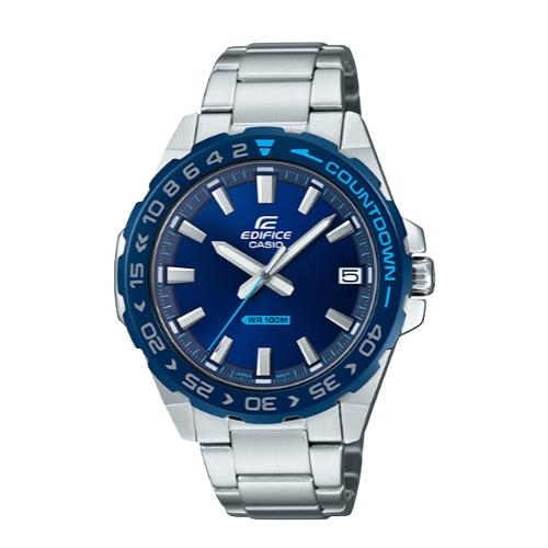【CASIO 卡西歐】EDIFICE 時尚簡約指針男錶 不鏽鋼錶帶 靛藍 防水100米(EFV-120DB-2A)