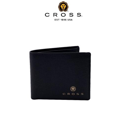 [CROSS] 限量2折 頂級NAPPA小牛皮十字紋8卡男用皮夾 全新專櫃展示品(黑色 威廉系列)