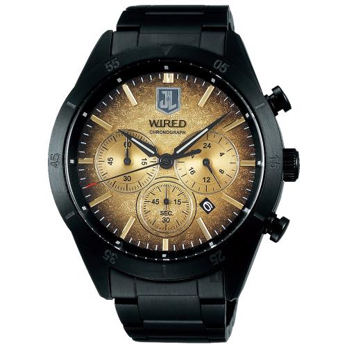 WIRED x 正義聯盟 JL 聯名限量計時手錶-金x鍍黑/45mm VD53-KEC0SD(AY8038X1)