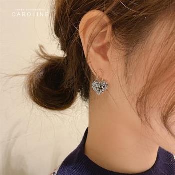 《Caroline》韓國熱賣高級感桃心水晶造型時尚 高雅大方設計 耳環72818