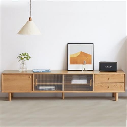 【hoi! 好好生活】原木日式奈良白橡木實木玻璃1.8M電視櫃 N0423