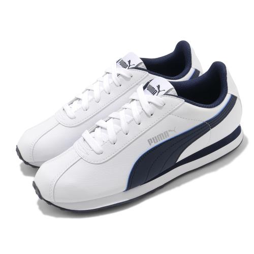 Puma 休閒鞋 Turin 復古 低筒 女鞋 基本款 皮革鞋面 穿搭推薦 板鞋 白 藍 36011602 [ACS 跨運動]