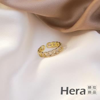 Hera 赫拉 日系時尚感鋯石麻花開口戒指指環