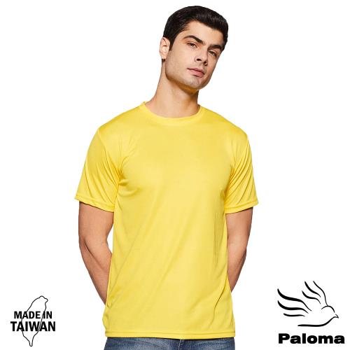 【Paloma】台灣製速乾排汗圓領衫-黃色 男T恤 男T 短T