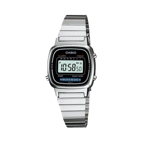 【CASIO 卡西歐】日系-復古風銀色系電子女錶 不銹鋼錶帶(LA670WA-1DF)