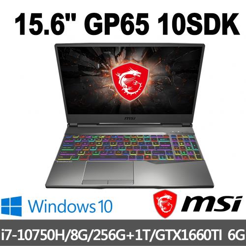 msi微星 GP65 10SDK-815TW 15.6吋 電競筆電(i7-10750H/8G/256G+1T/GTX1660Ti-6G/Win10)