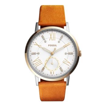 【FOSSIL】璀璨羅馬數字指針女錶 皮革錶帶 白色錶面 防水50米(ES4161)