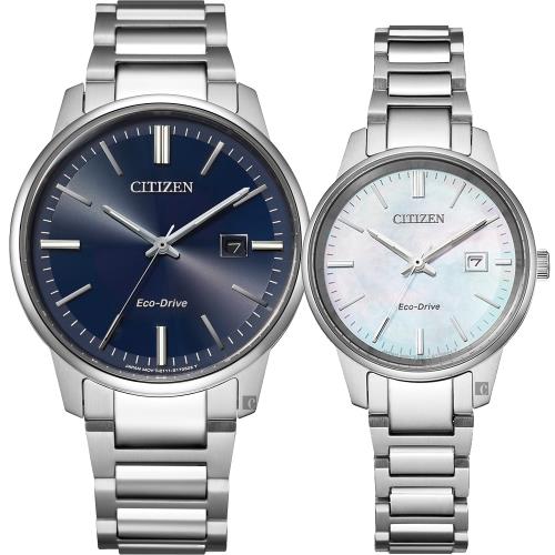 CITIZEN星辰光動能城市情侶手錶對錶(BM7521-85L+EW2591-82D)