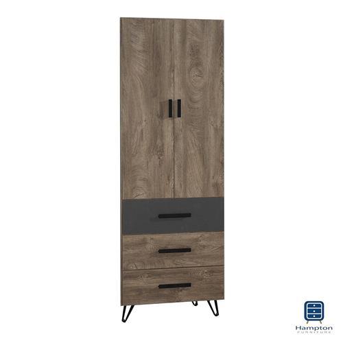 【Hampton 漢汀堡】特雷潔灰橡色2.5尺三抽衣櫥