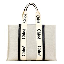 Chloe Woody tote bag帆布托特包(大號/海軍藍)