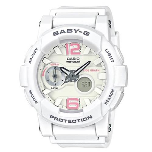 【CASIO卡西歐】BABY-G 粉嫩春天氣息雙顯女錶橡膠錶帶白防水100
