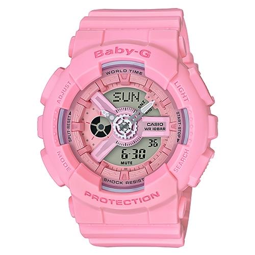 【CASIO 卡西歐】BABY-G 送禮首選 甜美雙顯女錶 粉紅色系列 防水100米 世界時間(BA-110-4A1)