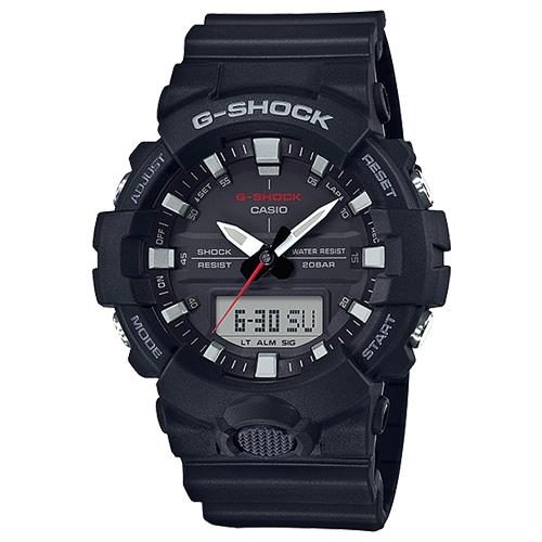【CASIO 卡西歐】G-SHOCK 雙顯錶 橡膠錶帶 雙重LED燈 防水200米(GA-800-1A)