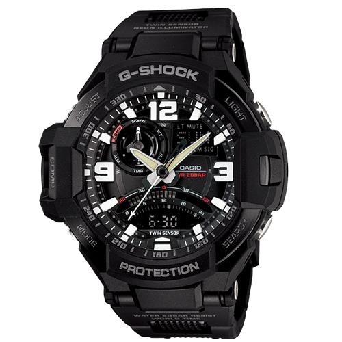 CASIO 卡西歐】G-SHOCK 雙顯錶橡膠錶帶防水200米(GA-1000FC-1ADR)|G