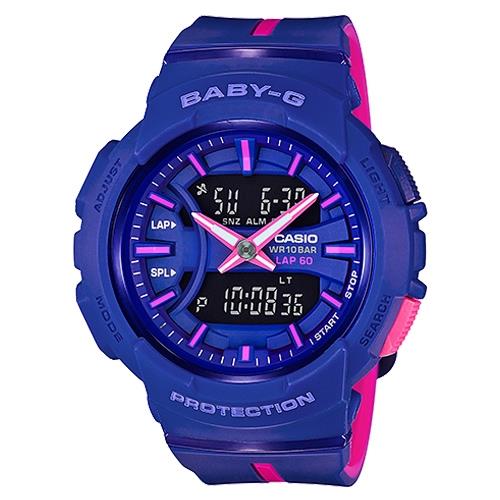【CASIO卡西歐】BABY-G 慢跑系列 運動雙顯女錶 橡膠錶帶 紫色 防水100米(BGA-240L-2A1)