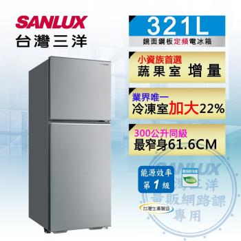 【SANLUX 台灣三洋】 321L 定頻雙門冰箱 SR-C321B1B