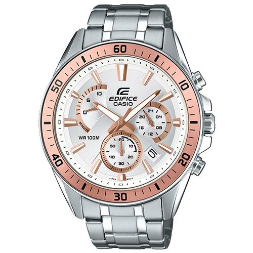 【CASIO 卡西歐】 EDIFICE 俐落時尚感 賽車儀表板概念設計 三眼 男錶 不鏽鋼錶帶(EFR-552D-7A)