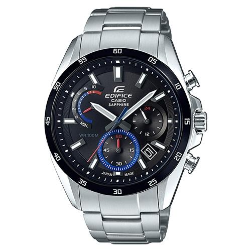 【CASIO 卡西歐】EDIFICE 藍寶石水晶 不鏽鋼錶帶 防水 日期顯示 男錶(EFB-510JDB-1A)