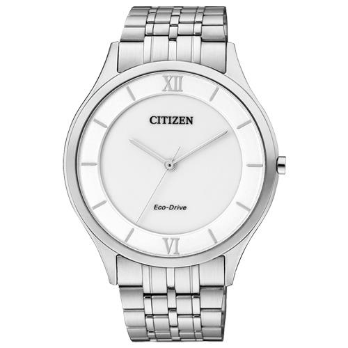 【CITIZEN 星辰】指針光動能男錶 不鏽鋼錶帶 白色錶面 日常生活防水(AR0070-51A)