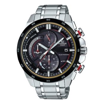 【CASIO 卡西歐】 EDIFICE 三眼 男錶 不鏽鋼錶帶 太陽能 防水100米(EQS-600DB-1A4)