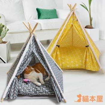 貓本屋 可拆洗四季通用五角型亞麻寵物帳篷
