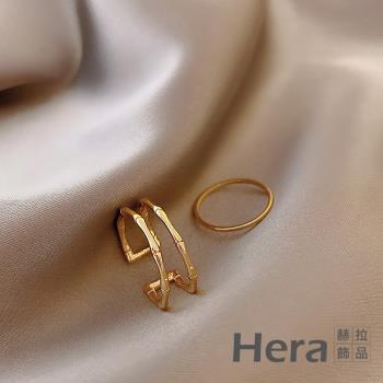 Hera 赫拉 輕奢設計開口素圈兩件套戒指#H100331D
